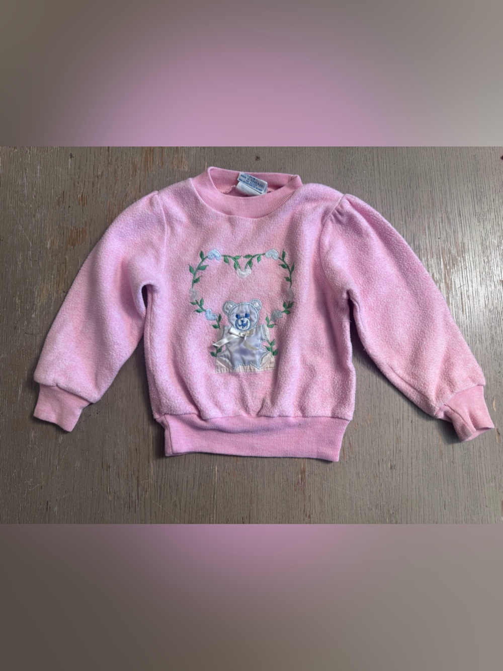 Pink Bear Embroidered Kids Sweater